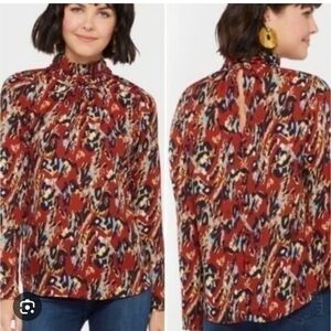 New! Evereve Allison Joy Rust Leopard Patterned Top Size large